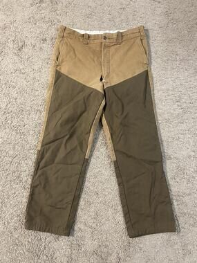Vintage Key Imperial Pants Mens 36x30 Brown Green Double Knee Hunting USA 80s